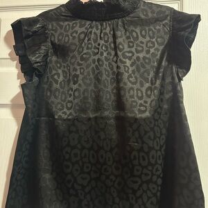 Black Leopard Print Blouse